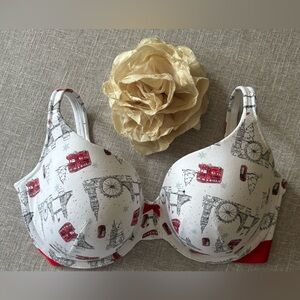 Cacique London Print T-Shirt Underwire Bra Lingerie